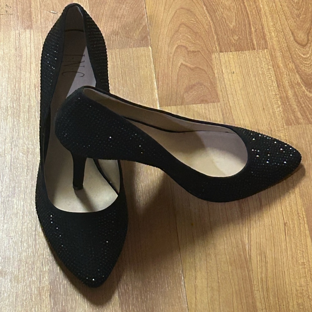 INC International Concepts Black Sparkle Heels